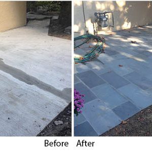 Before and After images of Concrete Patio Area