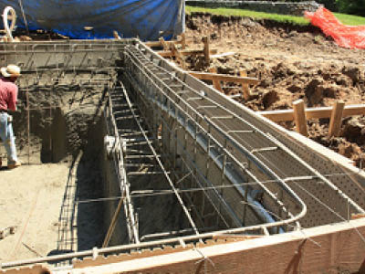Steel Rebar pool setup